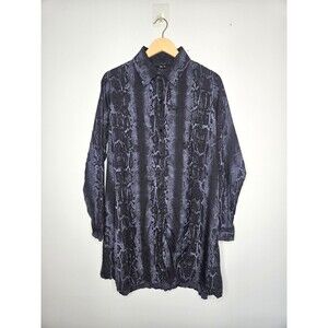 COMFY USA Tunic Shirt Womens M Purple Crinkle Snake Print Button Up Lightweight